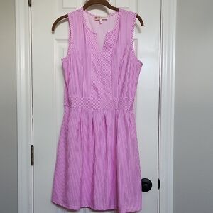 Jude Connally Pink White Striped Dress Size Large EUC Beach Pool​ Jude Cloth